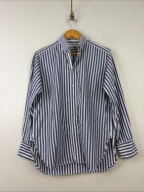 Rag & Bone Jean Shirt Women Small White Blue Stripe Cotton Long Sleeve Blouse
